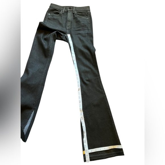 Rag & Bone Bella High-Rise Flare Bootcut Jeans Womens Hem Slit Black Denim 24 - Picture 8 of 14